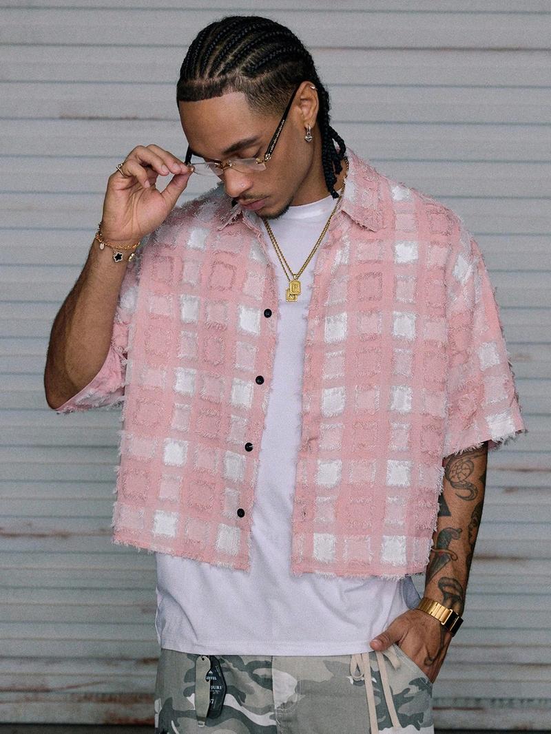 American Street Style Striped Short Sleeve Shirt, Letter Print Vintage Button-Up, Casual Loose Fit for All Seasons American Street Style Striped Short Sleeve Shirt, Letter Print Vintage Button-Up, Casual Loose Fit for All Seasons