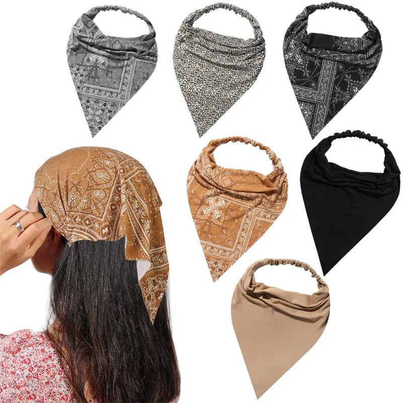 6pcs Hair Bandana for Women Hair Scarf Headband Bandana Double Layer Triangle Head Kerchief Boho Hair Band,summerwins Boho Style Shawl tiktokshopbacktoschool