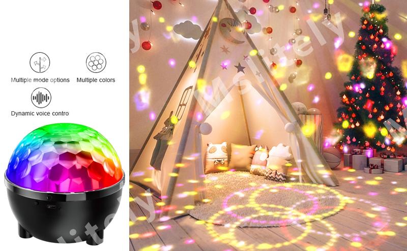 USB Low Voltage Power Cord Powered 6LED Disco Ball Lights with Sound Activation DJ Party Lights for Parties, Birthday Parties and Holidays