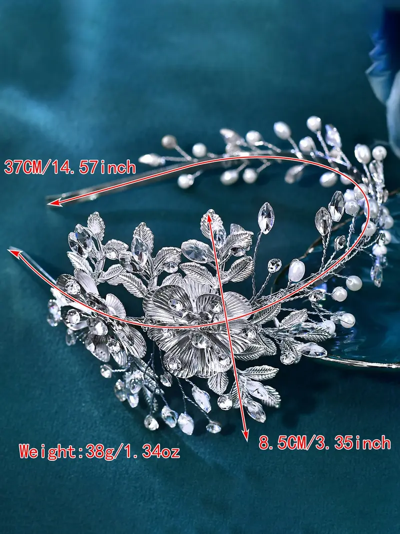 Elegant Alloy Flower Leaf Rhinestone Hairband, Fashion Wedding Accessory, Women's Fancy Party Holiday Event Decorative Jewelry