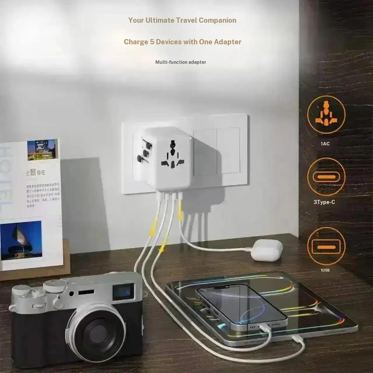 20w Global Travel Adapter Plug, 1a3c Multi-Port Fast Charging Universal Power Converter, Compatible with Uk Us Eu Au Sockets