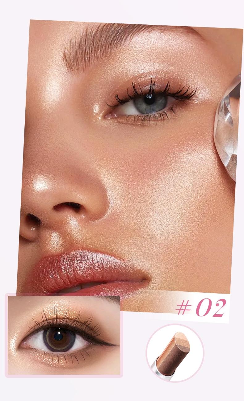 Three-Color Gradient Eyeshadow Stick, Matte Finish, Waterproof, Long-Lasting, Neutral Shades, Easy Application, Perfect for All Skin Types