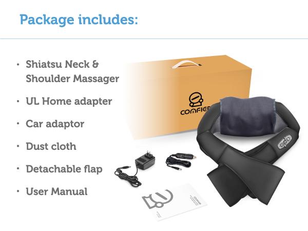 COMFIER Shiatsu Neck and Shoulder Massager,Deep Kneading Massage Pillow with Heat, Back Massager, Pillow Massager as Best Gift for Men,Women,Mom,Dad,Black