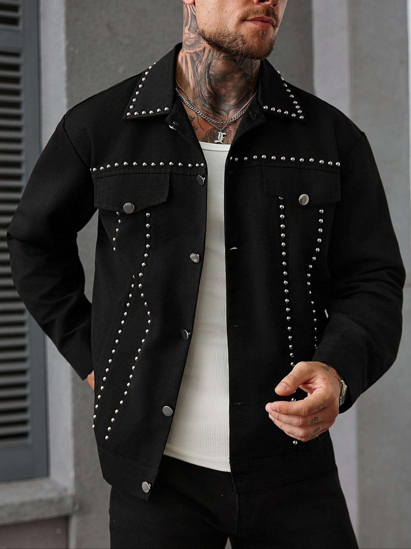 Men's Jacket Coat, Stylish Casual Fitted Plain Long Sleeve Outerwear for Everyday Wear, Comfortable and Durable, Perfect for All Seasons, Street Fashion Outerwear, Trendy Men's Clothing