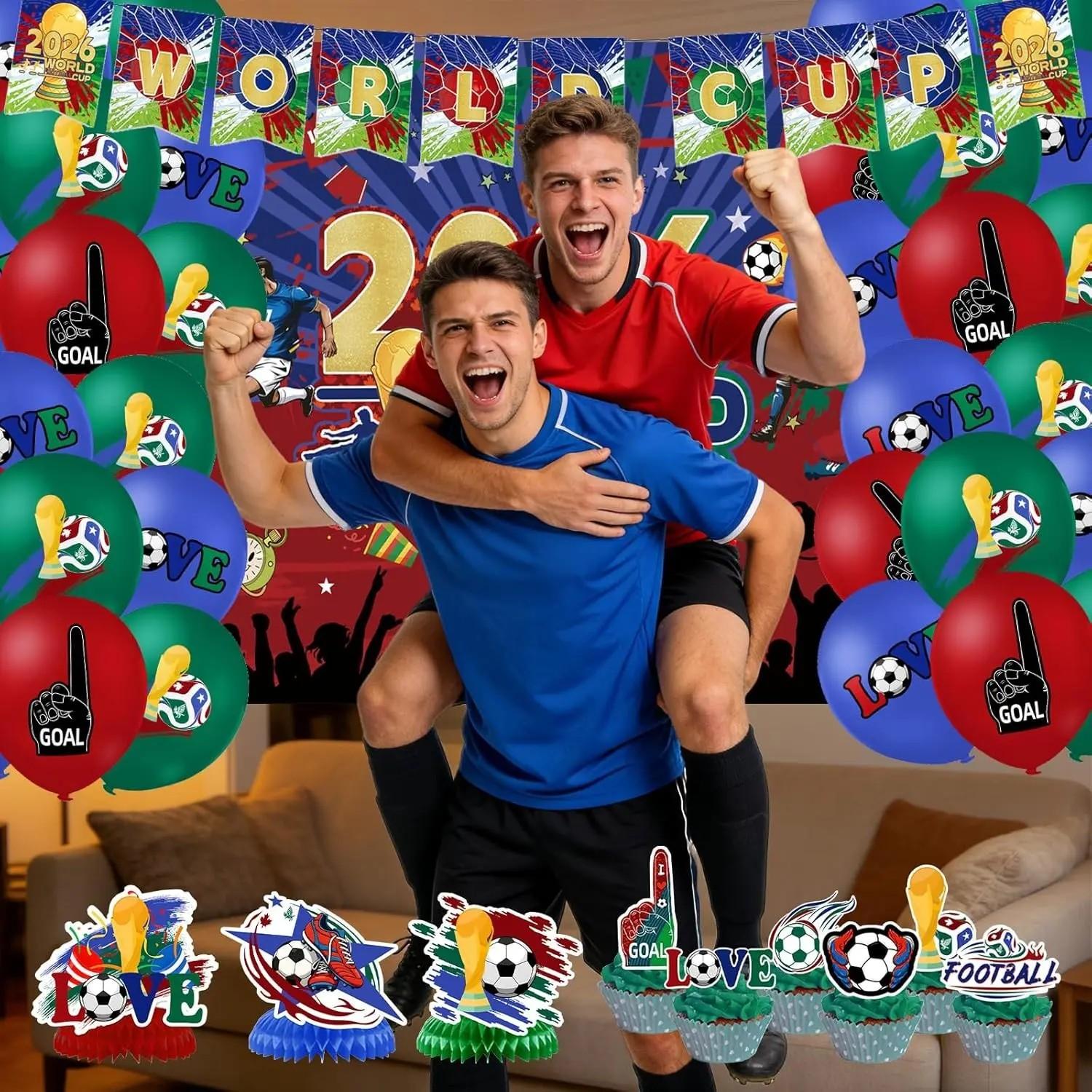 2026 Football Birthday Party Decoration Set, Soccer Theme Party Supplies for Kids and Adults, Includes Banners, Balloons, Hanging Decorations