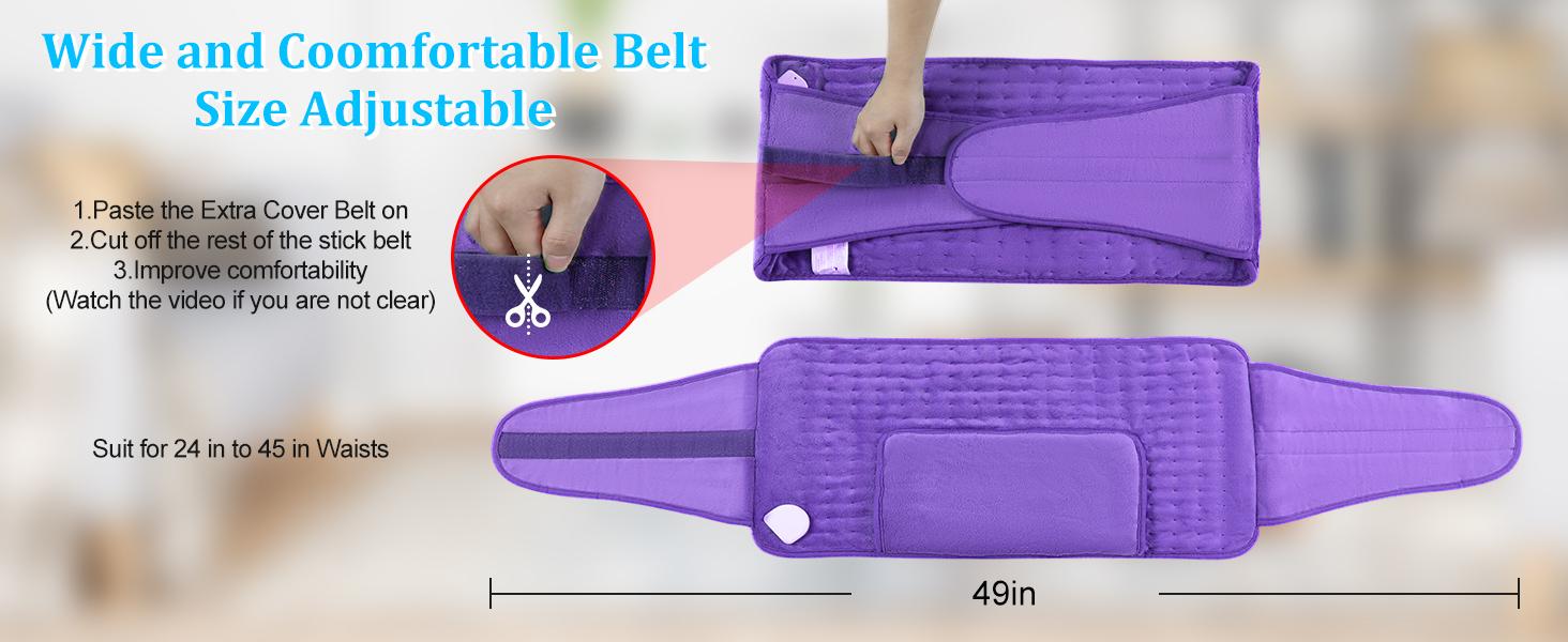 Heating Pad for Period Cramps Back Pain Relief Wrap Around Electric Heat Pad Lower Back Menstrual Relief 6-Hour Auto Off 12x24 Heat Pad+20" Belt Wearable 4 Timer 6 Heat Level Women Girl Gift