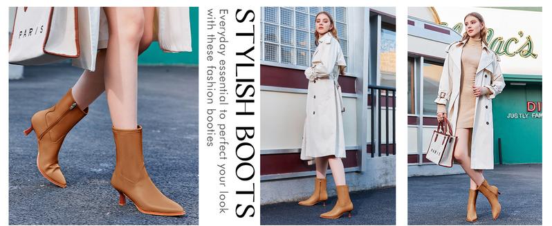 Coutgo Womens Pointed Toe Ankle Boots Stacked Kitten Low Heel Side Zipper Fall Booties Shoes Coutgo Womens Pointed Toe Ankle Boots Stacked Kitten Low Heel Side Zipper Fall Booties Shoes