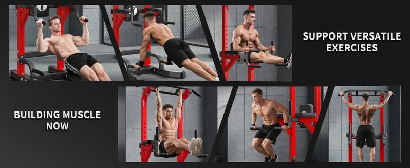 Adjustable Pull Up Bar & Dip Station, Heavy Duty 500LB Capacity Multifunctional Home Gym Fitness Equipment for Strength Training, Push Up Stand for Arm, Back, Core & Full Body Workout