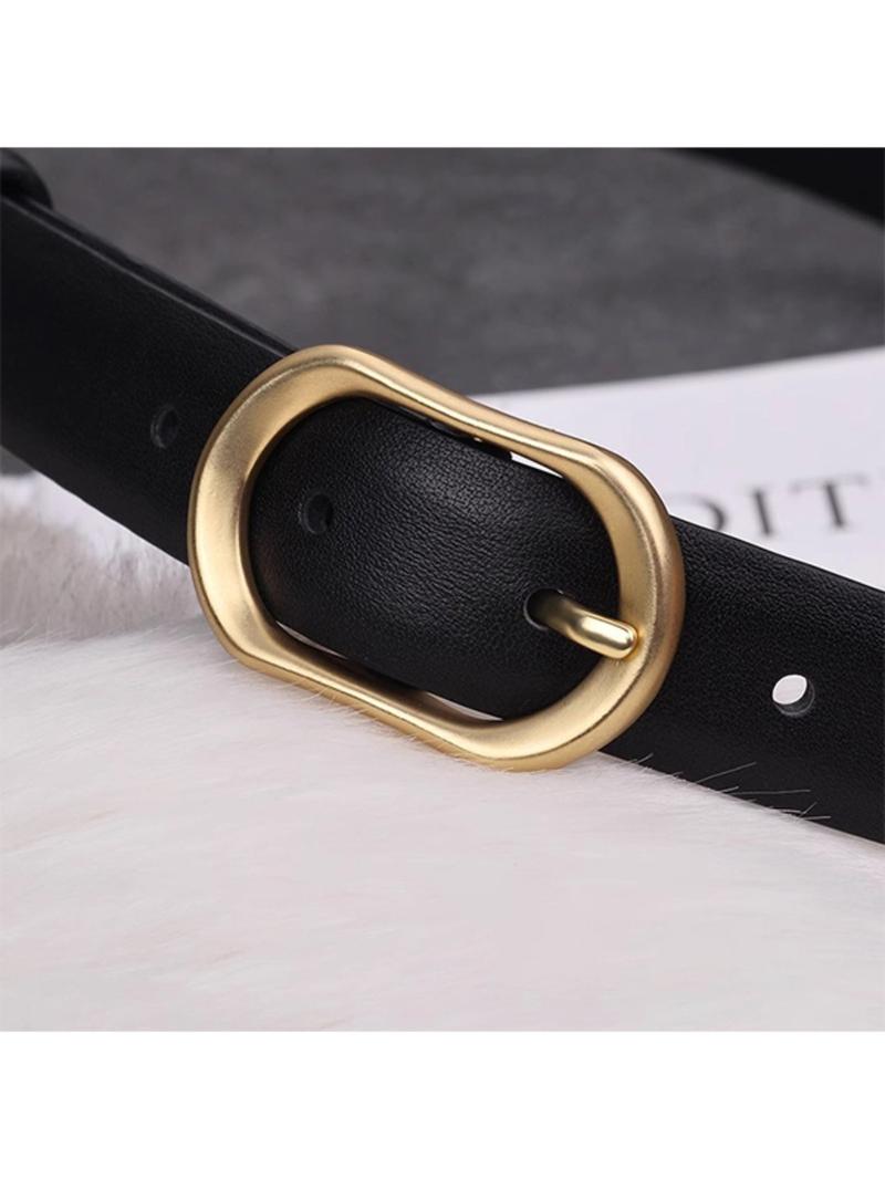 Women's PU Belt, Solid Color Strap and Alloy Buckle, Fashionable Classic Accessory, Suitable for Daily Use, All Seasons