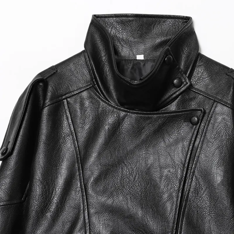 【Black Friday】Women's Stand-Collar Faux Leather Jacket, Streetwear, Long Sleeve Coats for Spring & Fall, Waterproof & Windproof Clothes for Daily Wear, Oversized Jacket, Casual Fashionable Collared Outerwear