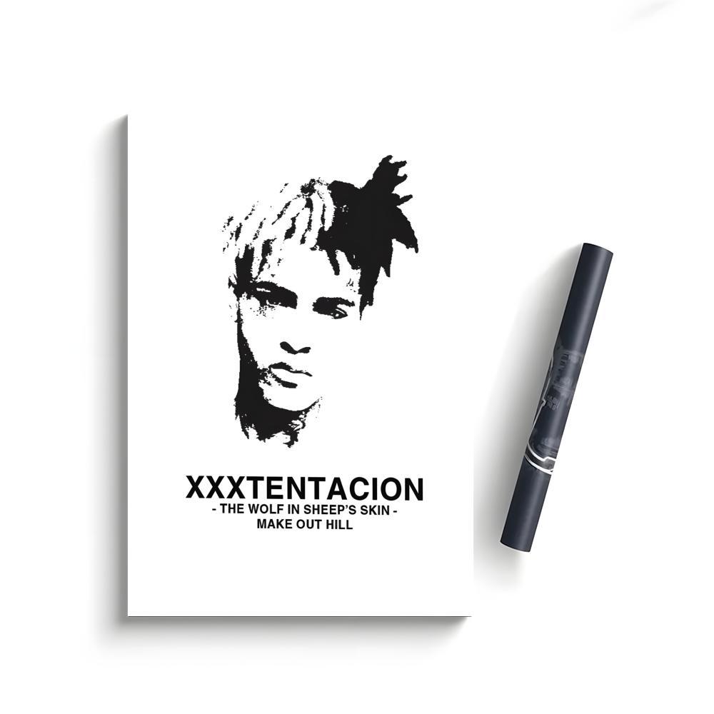 XXX-Tentacion Rock Rapper Music Albums Cover Skins Poster Self-Adhesive Waterproof Art Sticker, Aesthetic Minimalist Wall Poster for Coffee Shop, Bar & Home Room Decor