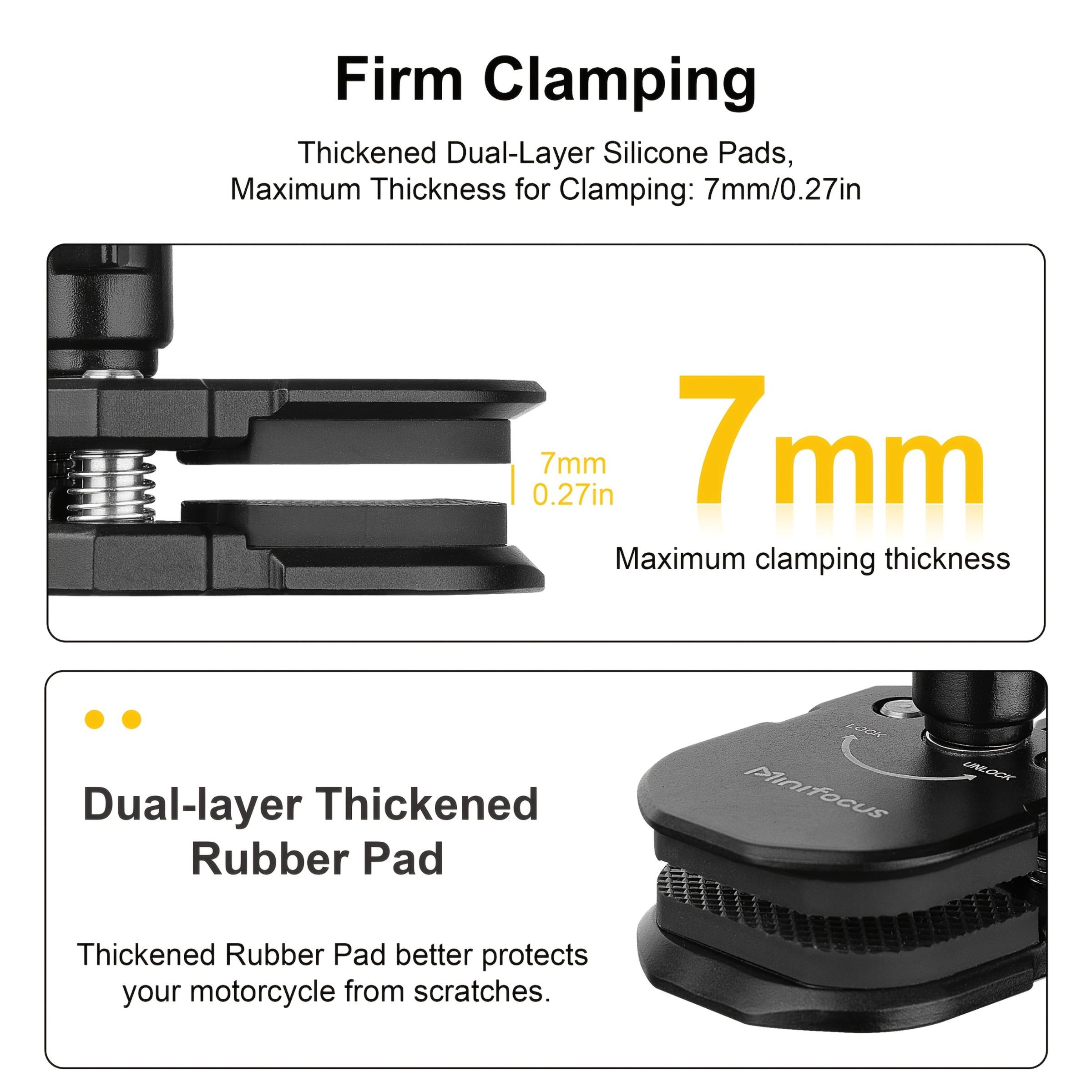 Motorcycle Windshield Camera Mount Holder, Aluminum Alloy, Quick Release + 1/4" Adapter, Compatible with Gopro Dji Insta360