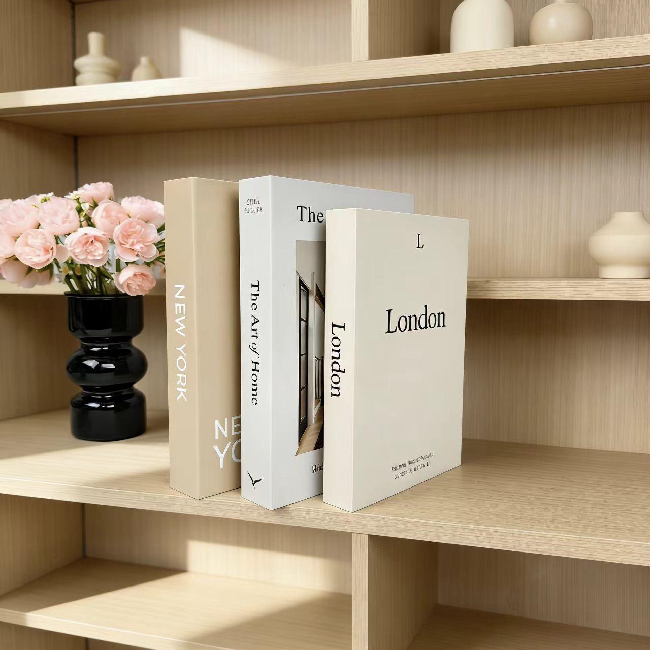 Modern Home Decor Statue Set, Stackable Bookshelf Fake Books, Realistic Prop Photography, Fresh Literary Style Desktop Ornament