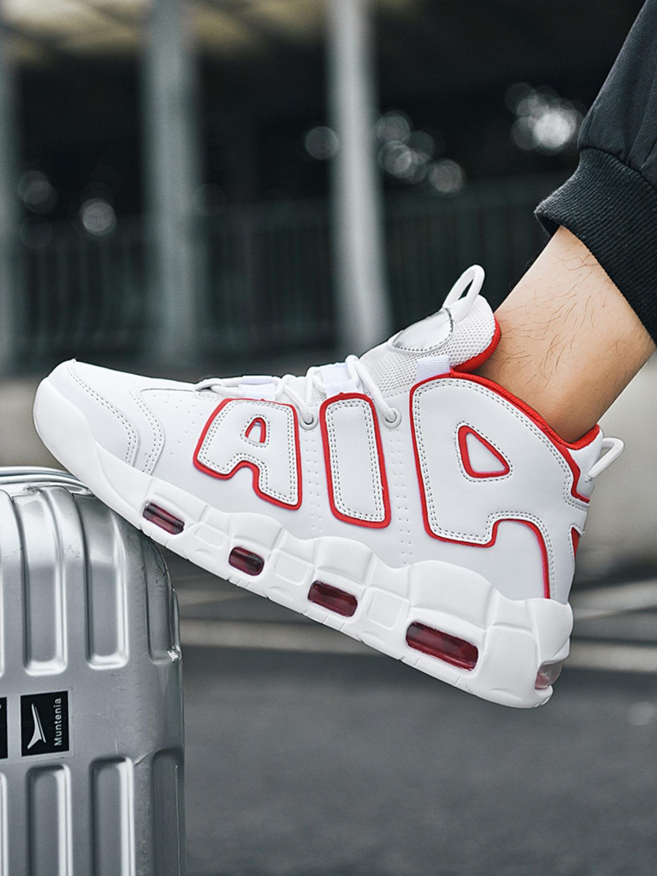 Men's High-Top Fashion Sneakers, Comfortable Breathable Running Shoes, Striped PU Leather, Medium Width, All Seasons