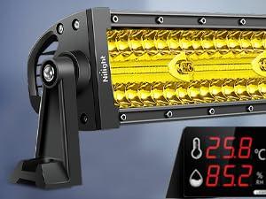 Nilight Amber Led Light Bar 22Inch 480W Triple Row Flood Spot Combo Waterproof Off Road Driving Lighting with Off-Road Wiring Harness for Boat Trucks Pickup SUV ATV UTV  Car Accessories Vehicle  dealsforyoudays
