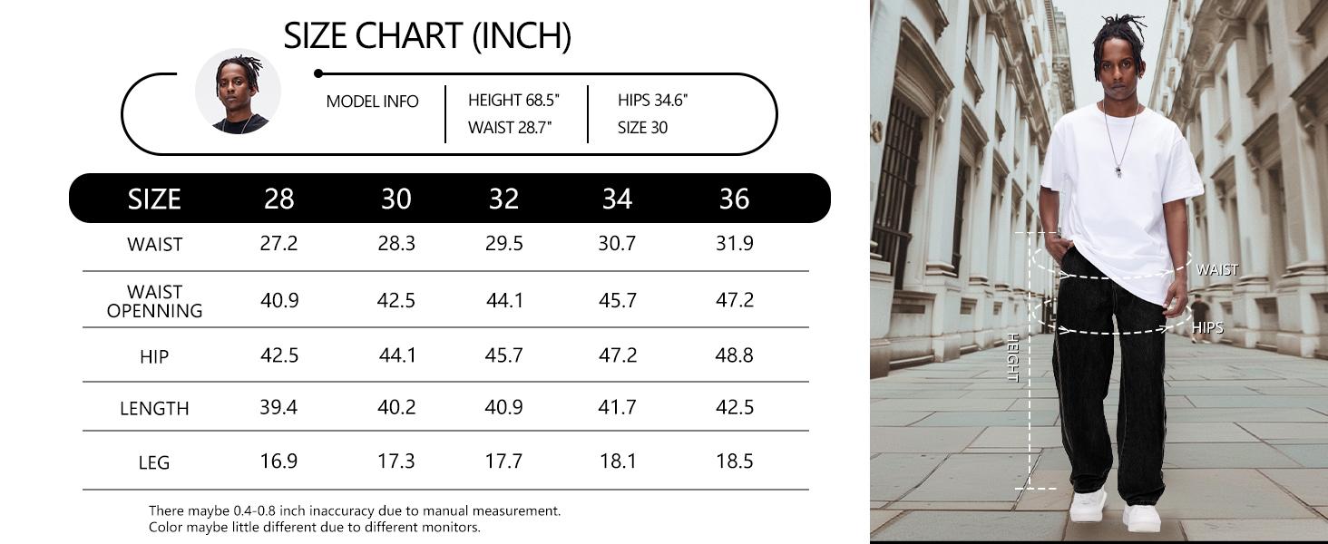 Men's Straight Leg Denim Pants Loose Fit Wide Leg Baggy Jeans Hip Hop Streetwear Trousers