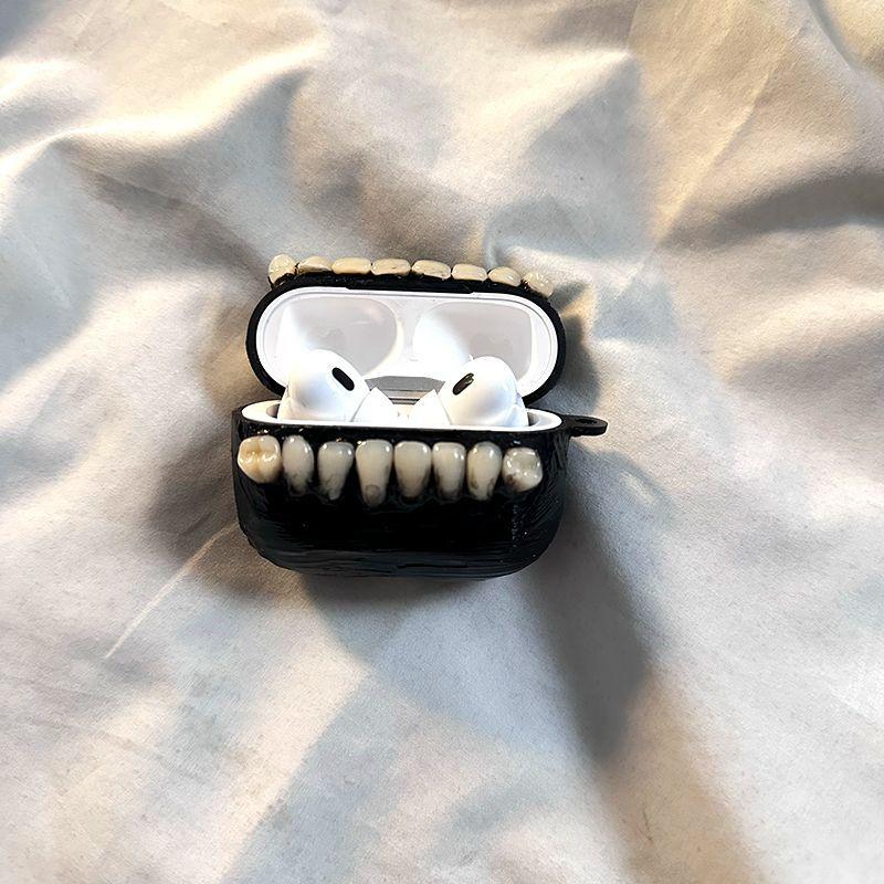 Horror Big Teeth Earphone Case, Bite-Resistant Protective Cover for 3rd & 4th Gen Headphones Pro/2/3, Shockproof Stereo Design, Earbuds, Headset