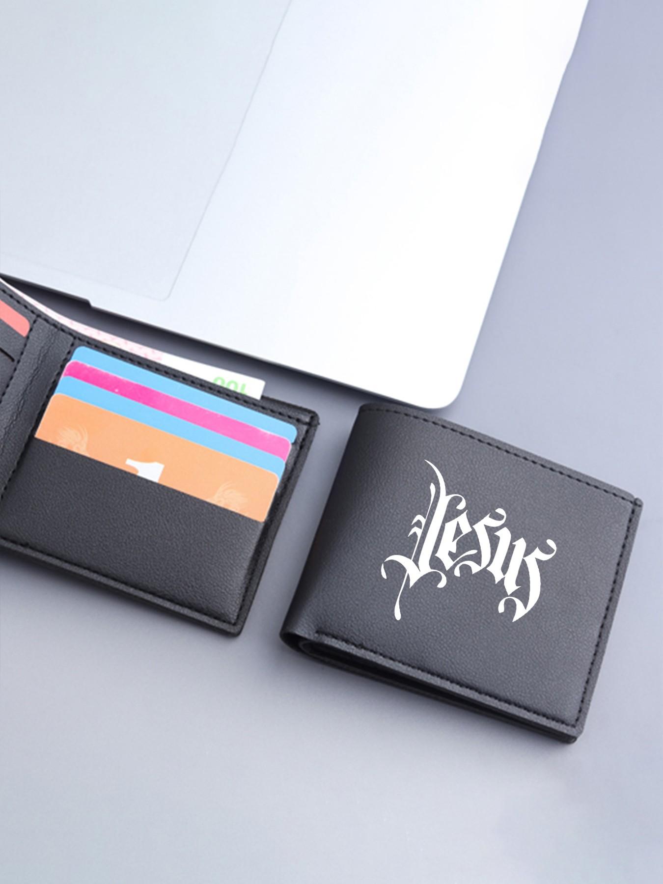 Gothic Jesus Print Unisex Wallet, PU Leather Bifold Card Holder with Coin Pocket, Christian Faith Purse for Men Women, Religious Accessory for Church & Daily Use