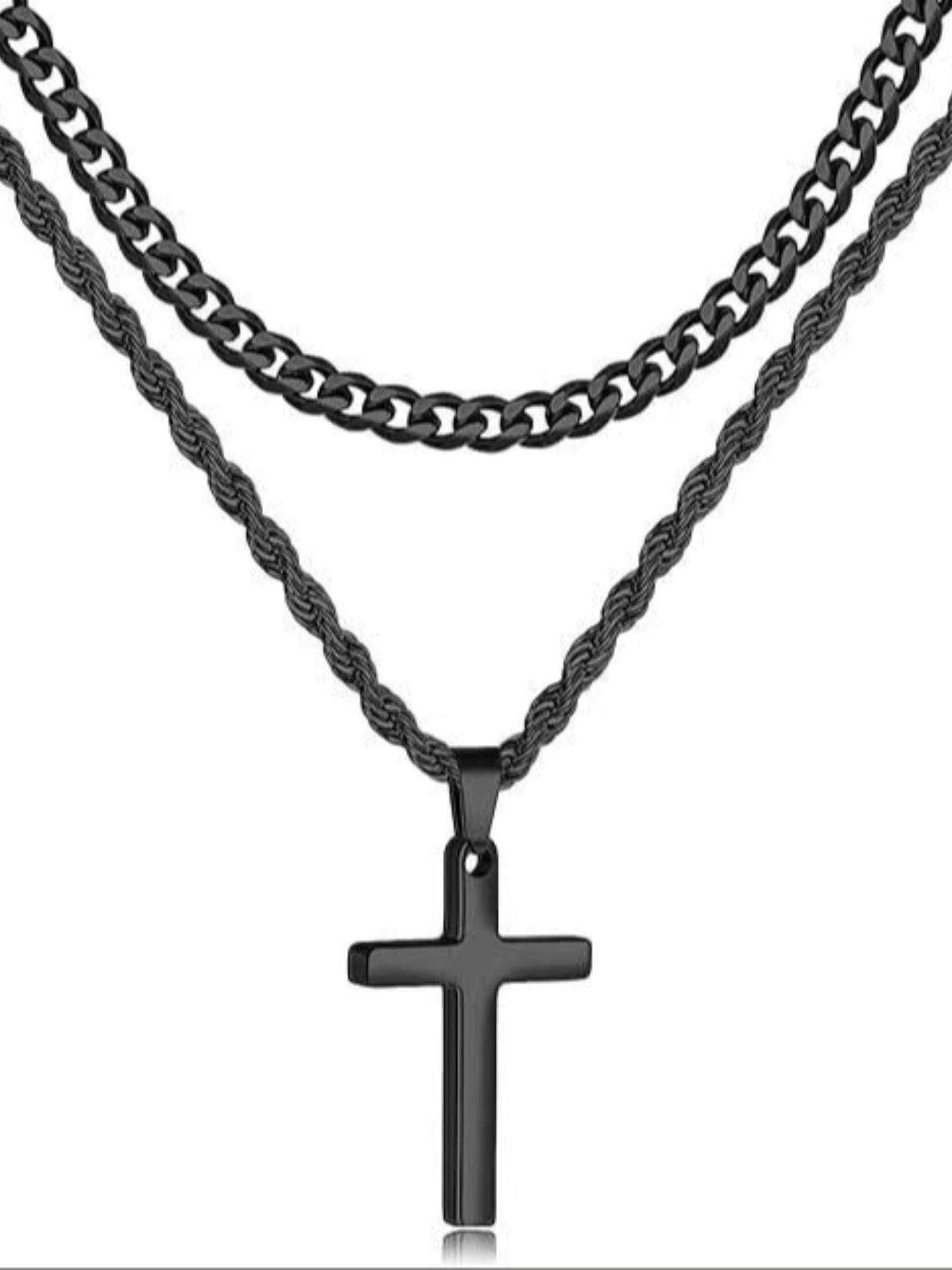 Cross Pendant Necklace for Men, Versatile and Cool, Long Sweater Chain, Unique Hip-Hop Style, Perfect for Everyday Wear