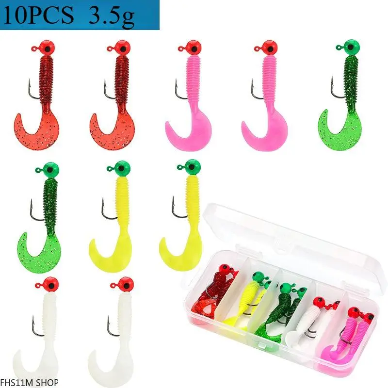 10PCS Pre-Rigged Weedless Weighted Jig Head Soft Swimbait Lure Kit, Premium Artificial Fishing Lures for Freshwater-Saltwater Angling, Summer Essentials Unisex Fishing Gear, Bass Fishing