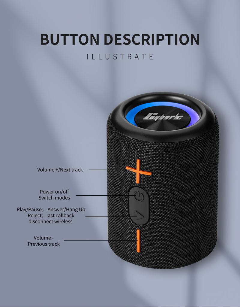 New upgrade 2 in 1 portable Bluetooth speaker with 20-watt stereo bass effect, IPX6 level waterproof performance and home theater surround sound. Modern style, a must-have for music lovers. Supports Bluetooth 5.3 connection. Boombox Birthday