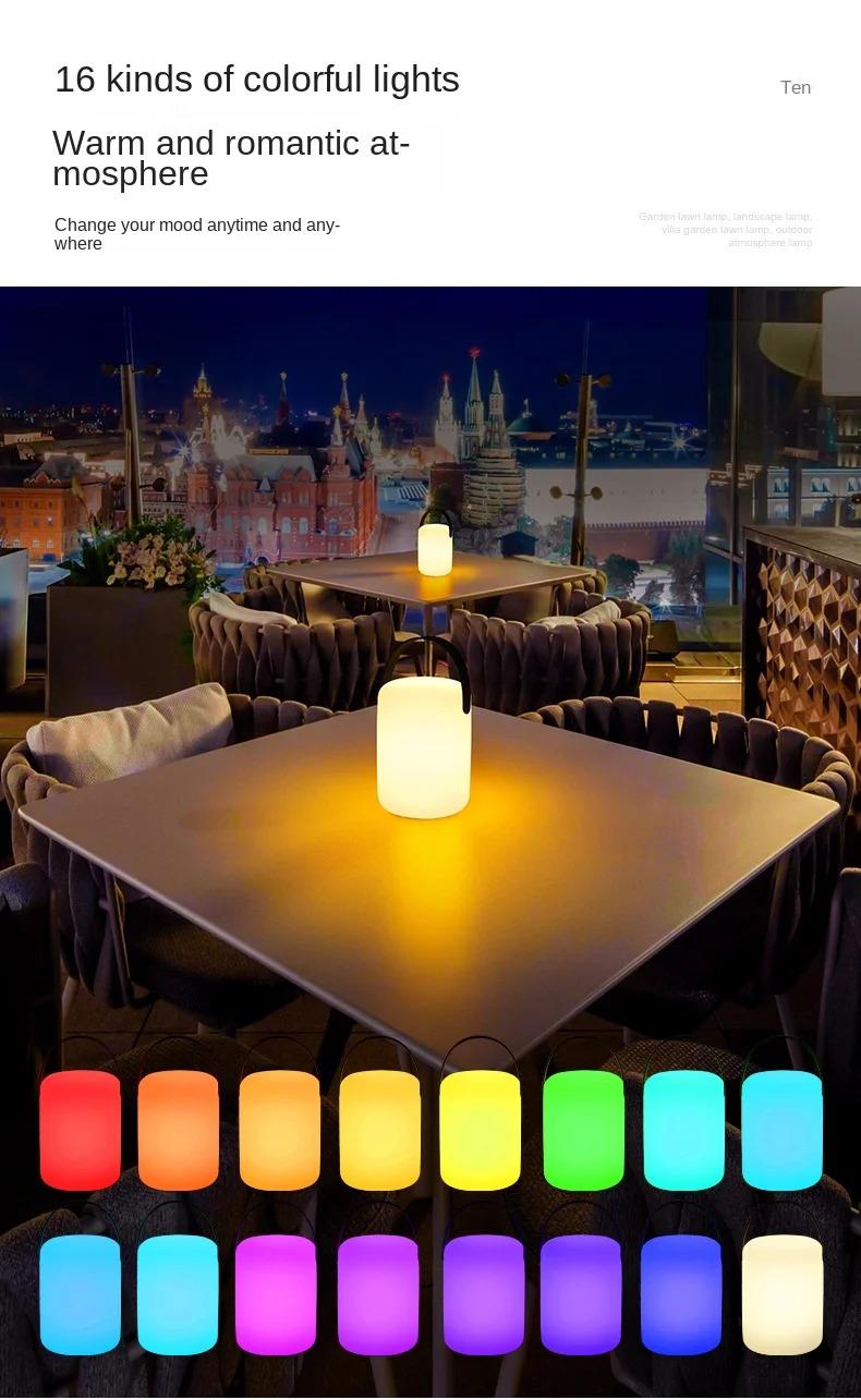 Outdoor Waterproof Wireless Table Lamp Smart Remote Control RGB LED Camping Lamp USB Rechargeable Portable Lamp Room Decorative Lamp
