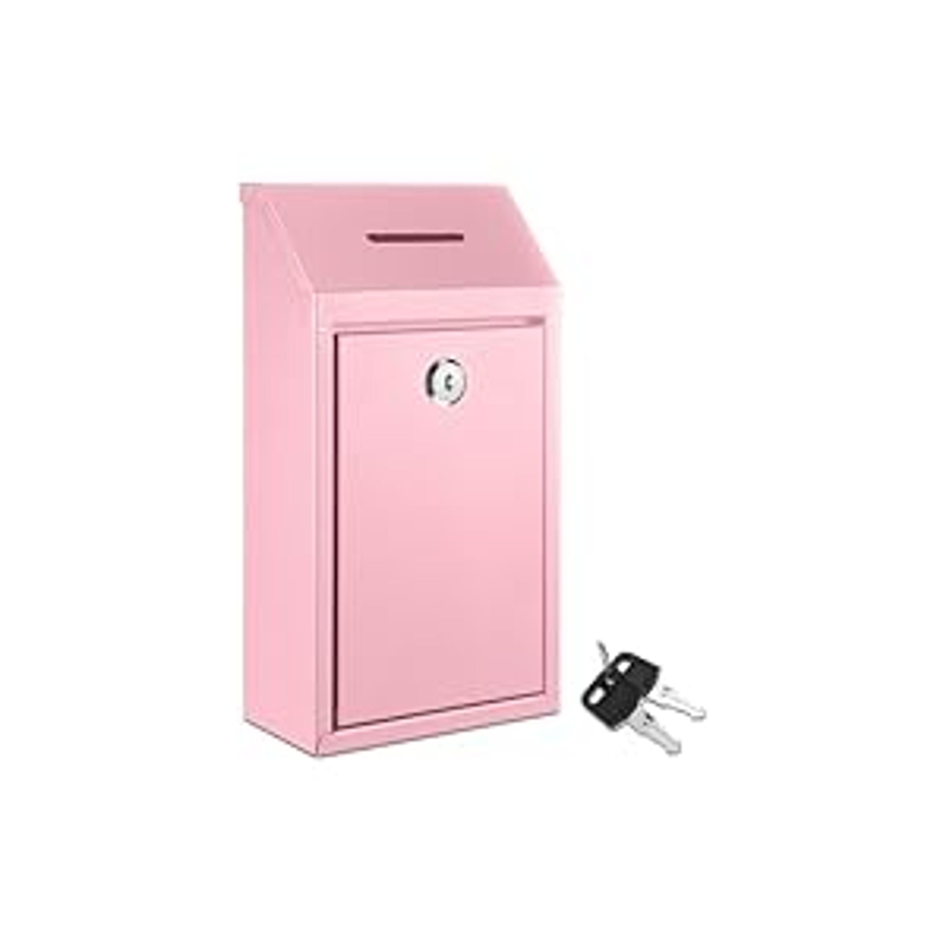 Metal Lockable Donation Cash Box - Money Safe for Cash, Security Lock Box with Key Lock, Confidential Money Drop Container, 1x Black Mailbox with Nail-Hook Installation, Pre-Punched Holes, Wall-Mounted, for Friends, Neighbors (10.24x5.71x2.95in), Wall Mou