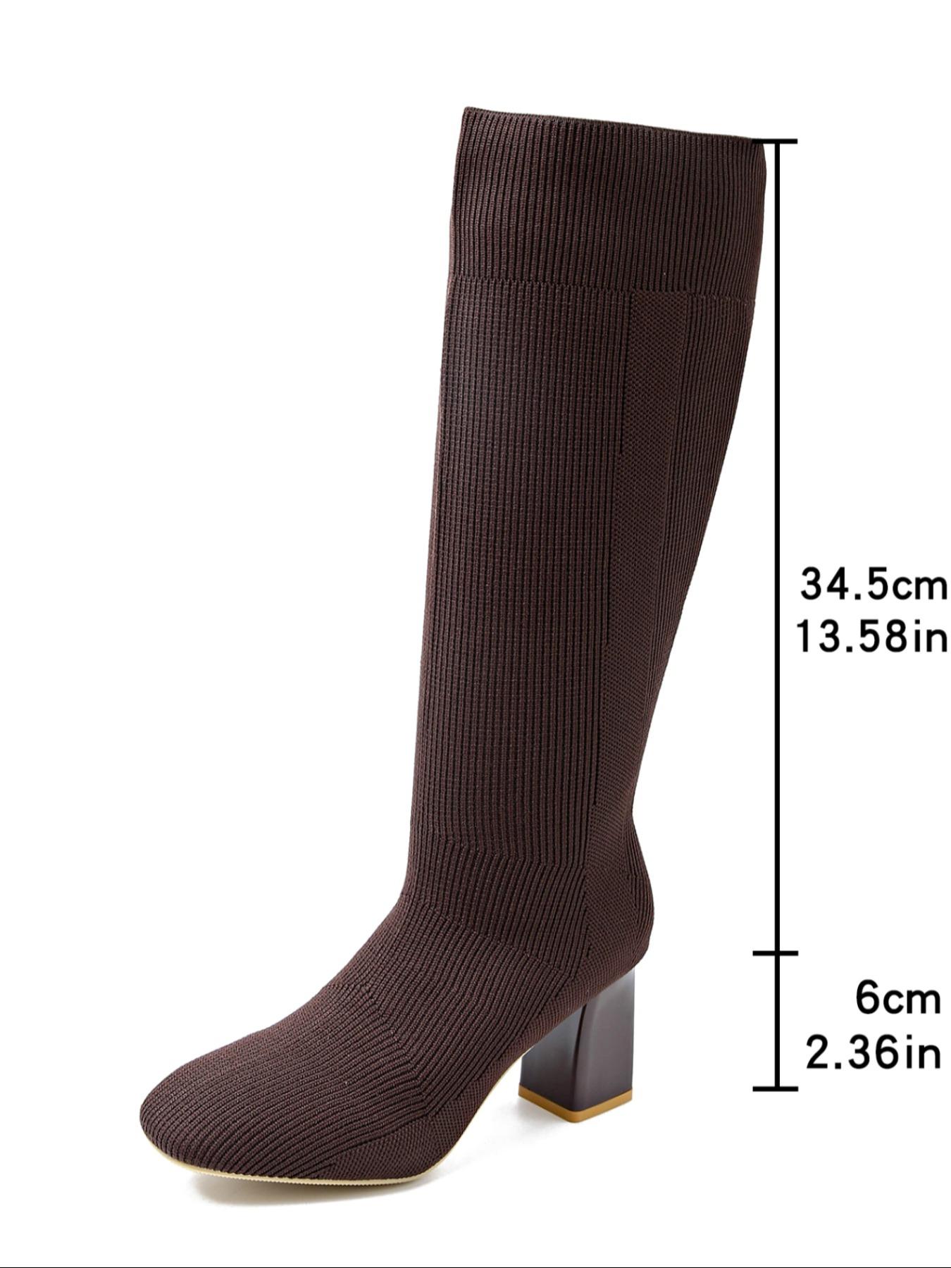 Autumn and winter elastic knitted long boots for women, high-heeled knight boots, comfortable and breathable knitted horse boots, perfect leg fit, women's fashion boots