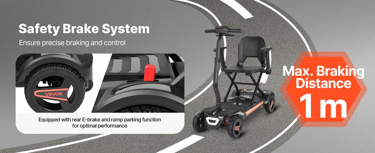 VEVOR 4-Wheel Electric Mobility Scooter for Adults Seniors, Integrated Automatic Folding Mobility Scooter with Remote Control, NFC Keys Long Range, 265LBS Loading Travel Wheelchair