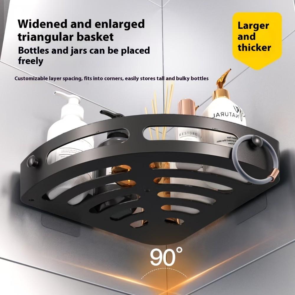 2-Pack Triangular Shower Rack, Three-Tier Corner Storage Shelf, No-Drill Wall-Mounted Bathroom Organizer, Adhesive Corner Holder