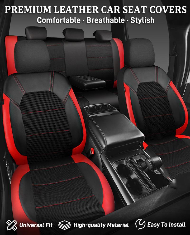 CAR PASS 2/5 seats Universal Leather Two Front Seat Covers,Sport seat Covers fits Most Cars, SUVs, Trucks, and Vans Airbag Compatible