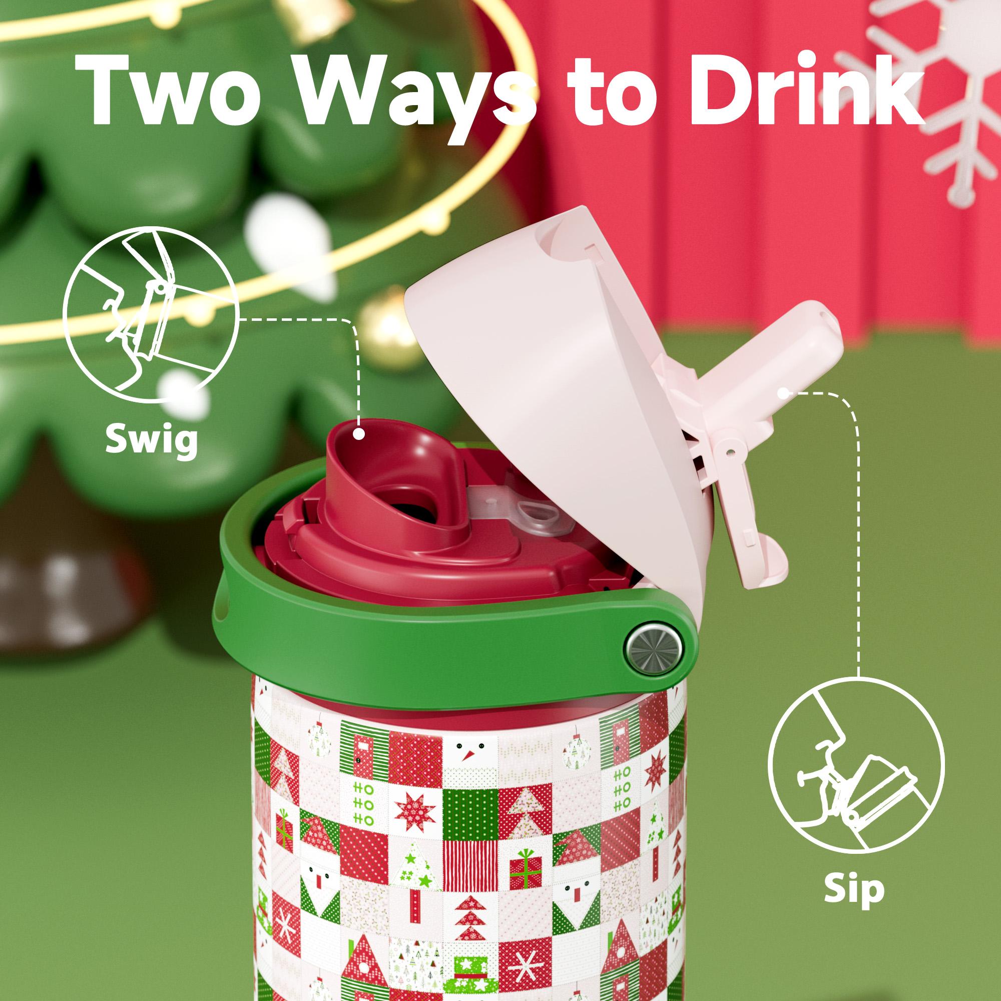 MEOKY 24/32/40oz Insulated Water Bottle, Hot Water Mug,2-in-1 Straw & Spout Lid, Leak-Proof, Non-Slip Base, BPA-Free,Perfect Gift for Travel, School, Office