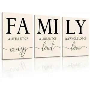 Set of 3 Inspirational Canvas Prints Home Family Wall Decor Home Family Wall Decor Farmhouse retro countryside living room minimalist style family art painting for Dining Room Bedroom Living Room 12"x16"