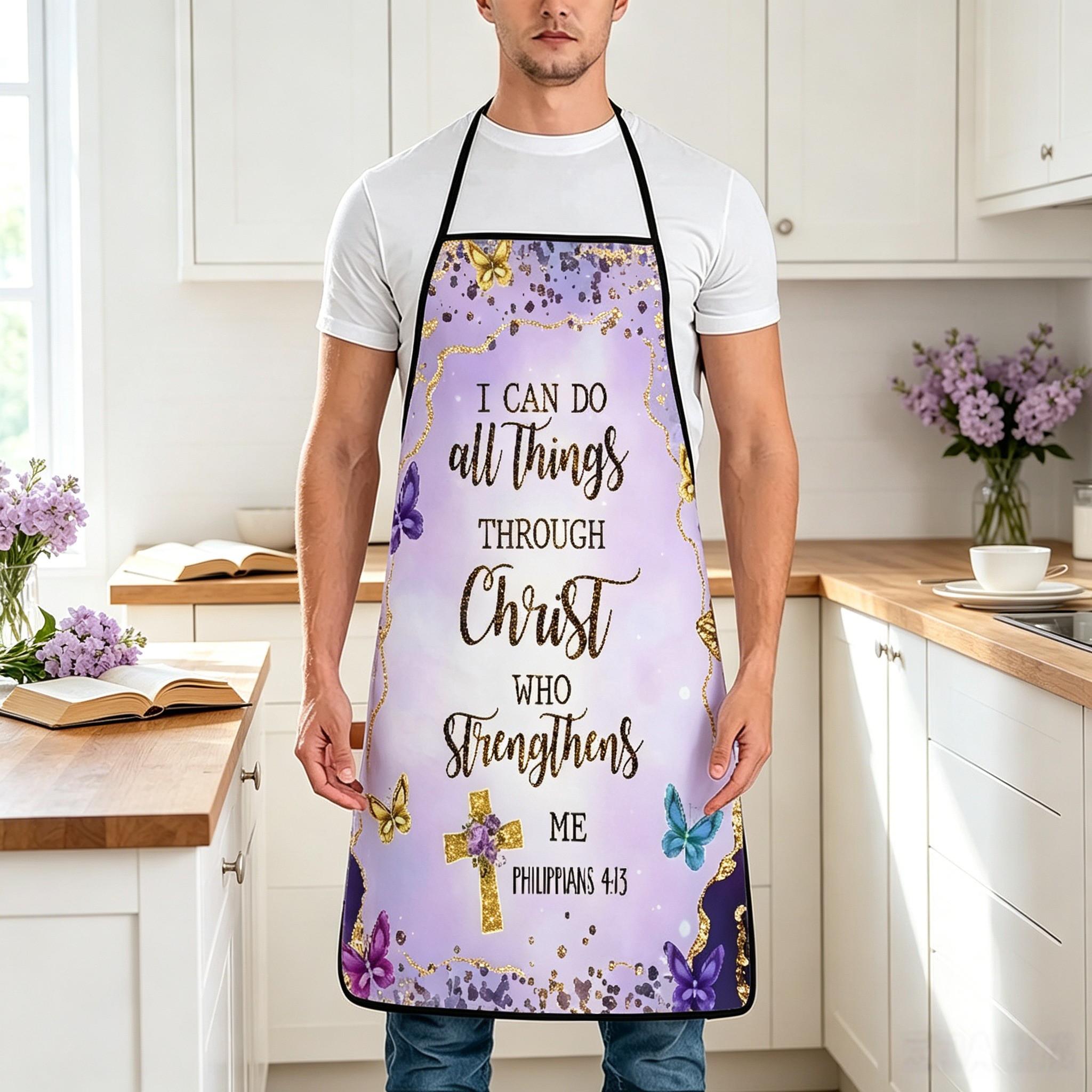 Gold Marble Butterfly Kitchen Apron, Religious Gift for Women, Mothers, Wives, Essential Kitchen Item, Birthday and Mother's Day Present