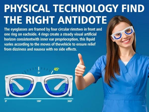 Reusable Liquid Technology Anti-Motion Sickness Glasses - Food-Safe Travel Motion Relief for Car, Boat Use with VR Games Compatibility