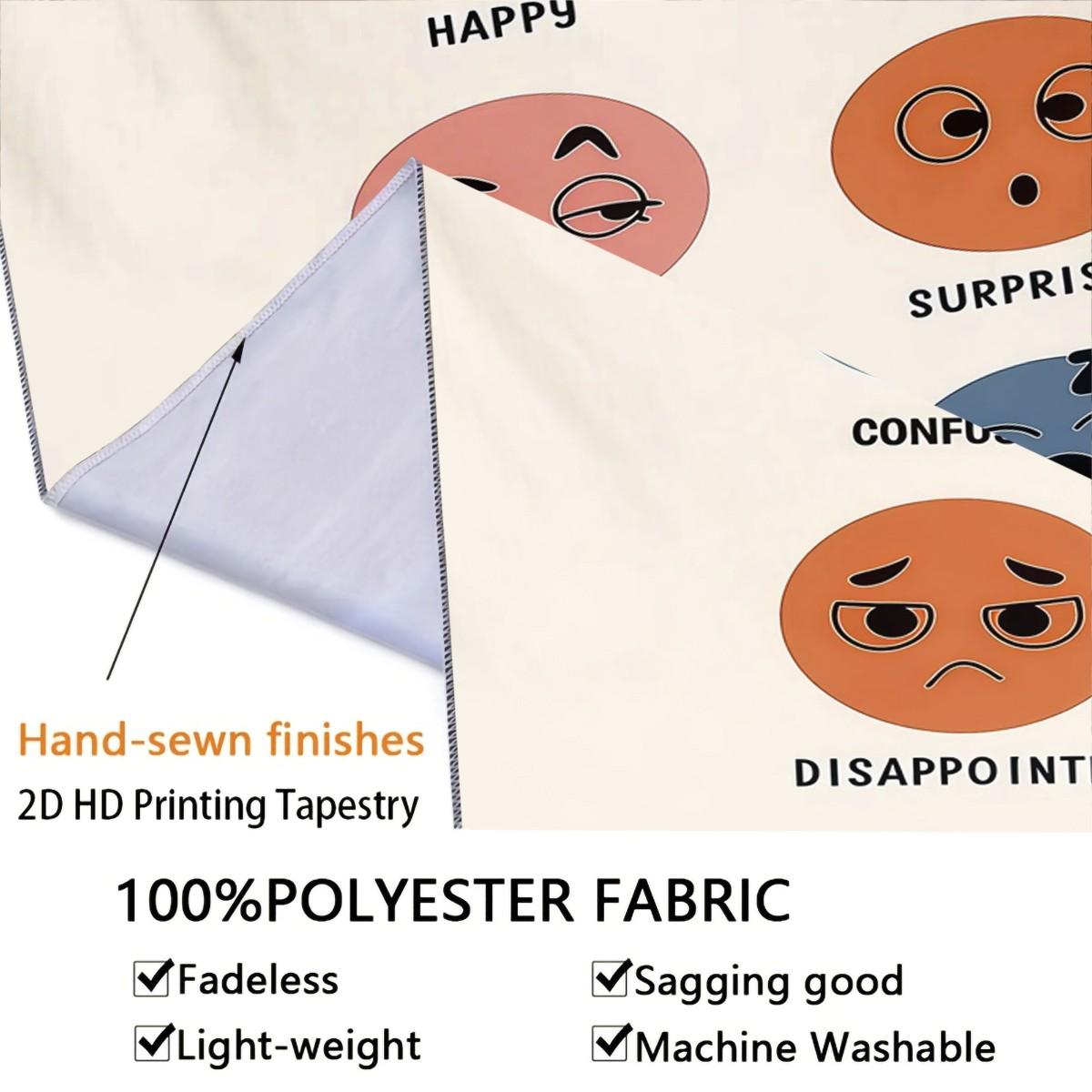 It Is Okay to Feel Emotion Chart Tapestry, Mental Health Awareness Wall Hanging, Colorful Mood Faces Tapestry for Bedroom Living Room Office, Positive Affirmation Wall Decor, Ideal Gift for Teens & Adults