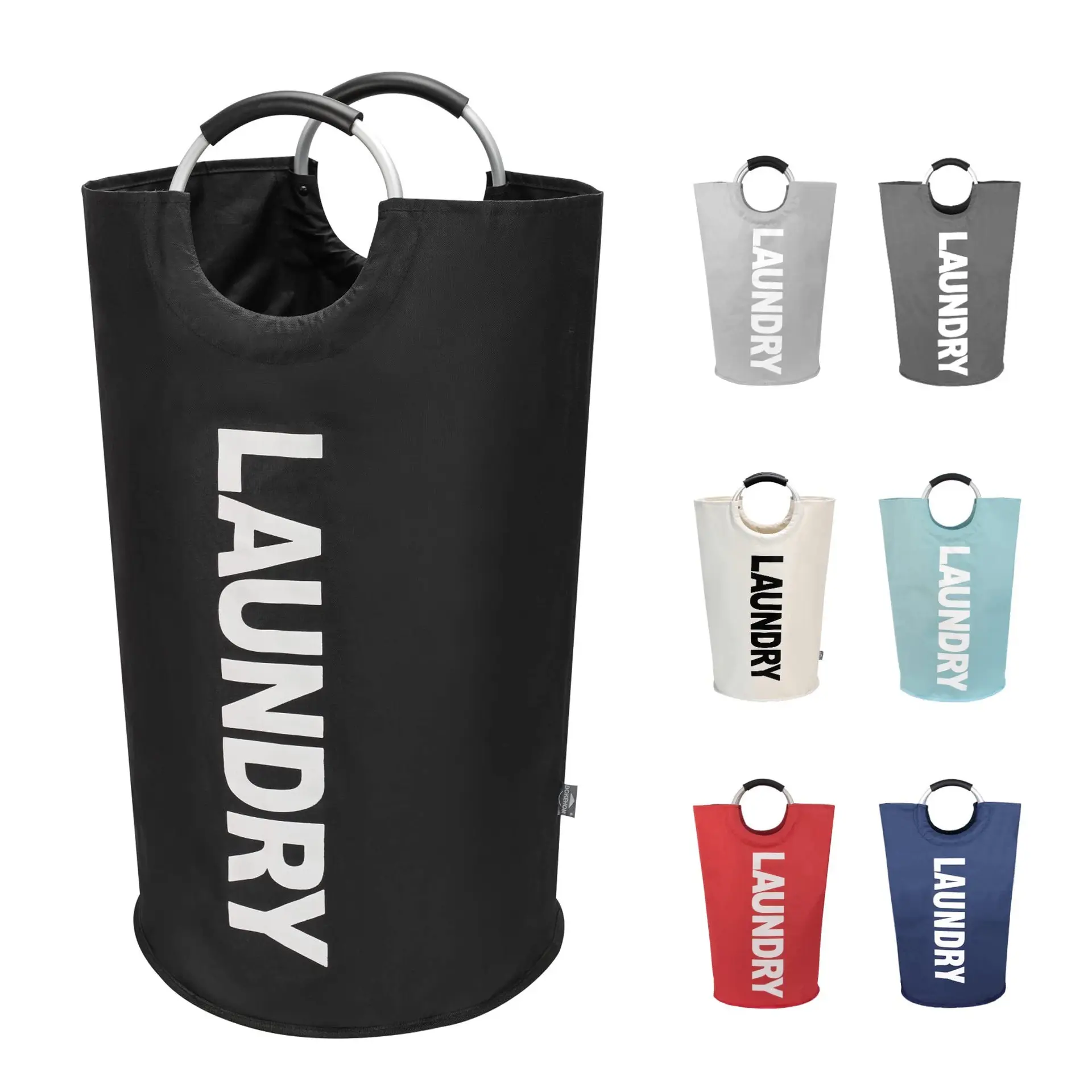 Collapsible Waterproof Laundry Basket With Aluminum Soft-grip Handles, Household Clothes Storage Hamper, Suitable For Bedroom, Dormitory And Family Use, Holds Large Volumes Of Dirty Garments