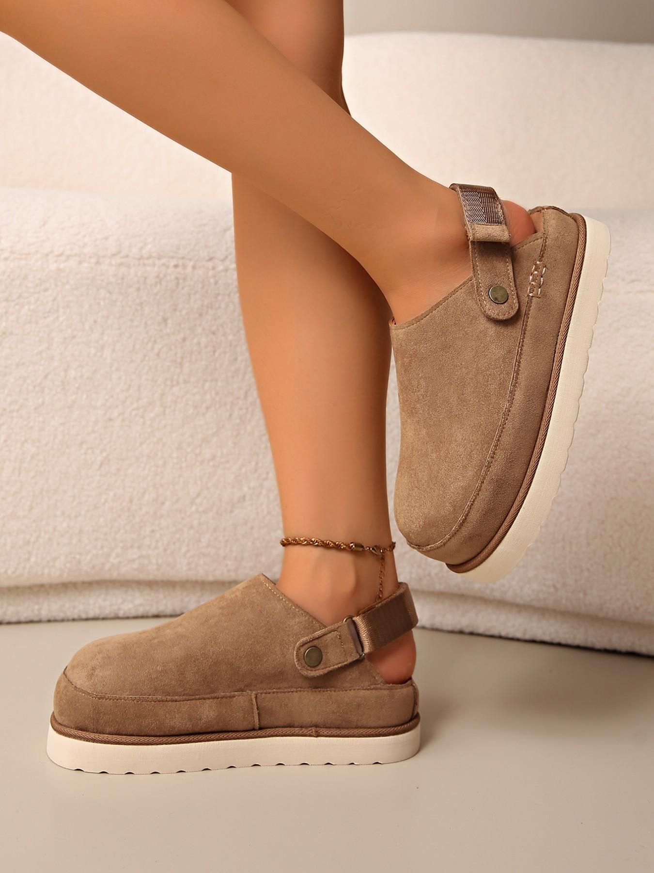 Vintage Thick Sole Slip-On Flat Mules, Thick Soled Mules, Casual Plain Fabric Slippers, Rubber Sole, All Seasons, Less Than Ankle Height, Outer Wear Half Sandals