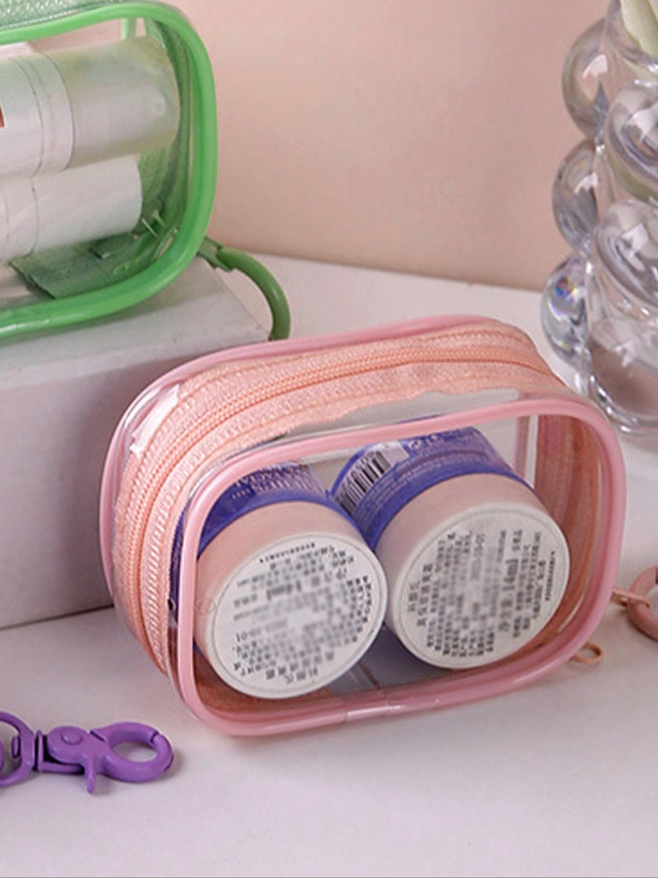 Portable mini transparent zippered storage bag, Zipper pouches, compact multi-functional storage bag, earphone charger storage box with key ring, transparent travel accessory, suitable for storing small items, data cable storage bag Organizer