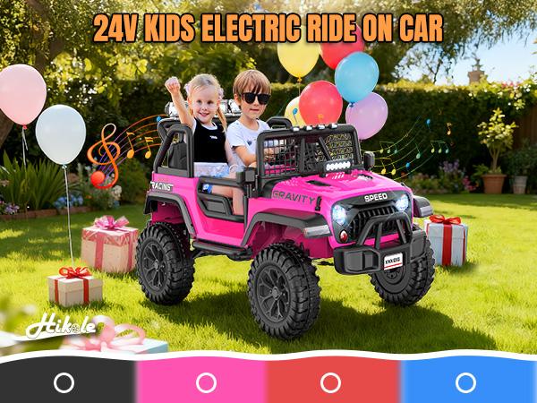 Hikole 24V Electric Jeep Car for Kids with Parent Remote, Power Ride on Wheels, Kid Cars to Drive for Boys Grils w/LED Lights, Bluetooth, 3 Speeds, Music & Horn Hikole 24V Electric Jeep Car for Kids with Parent Remote, Power Ride on Wheels, Kid Cars to Drive for Boys Grils w/LED Lights, Bluetooth, 3 Speeds, Music & Horn