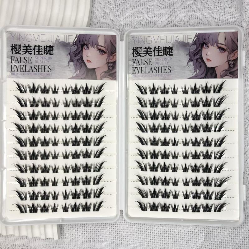 Large Capacity Self-Adhesive  Glueless False Eyelashes Fluffy Winged Fox Eye Natural Volume Lashes Reusable Easy Removal 11-13mm