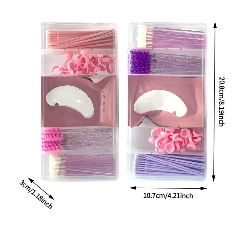 All-In-One False Eyelash Kit with Eye Pad, Lash Glue Rings, Brush & Cotton Swabs, DIY False Eyelashes Application Set, DIY Cluster Lashes