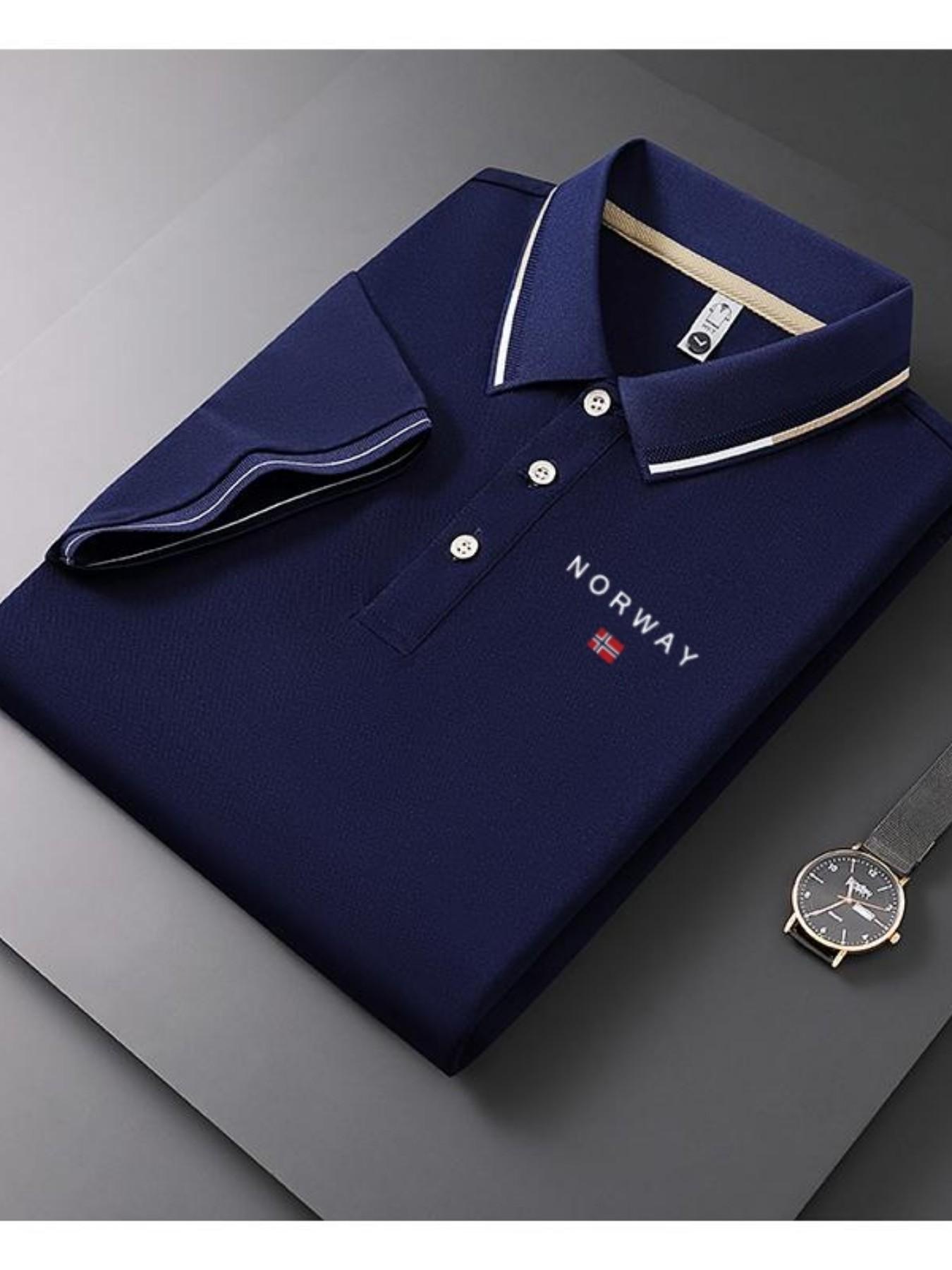 Men's Casual Summer Print T-Shirt, Fashion Short Sleeve Top, Geometric Design, Lightweight Breathable Polo Shirt