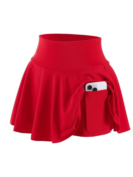 Women's Plus Size Outdoor Sport High Waist Stretch Golf Tennis Skirt, Comfortable Pleated Short Skirt with Liner and Pockets for All Seasons, Athletic Skort