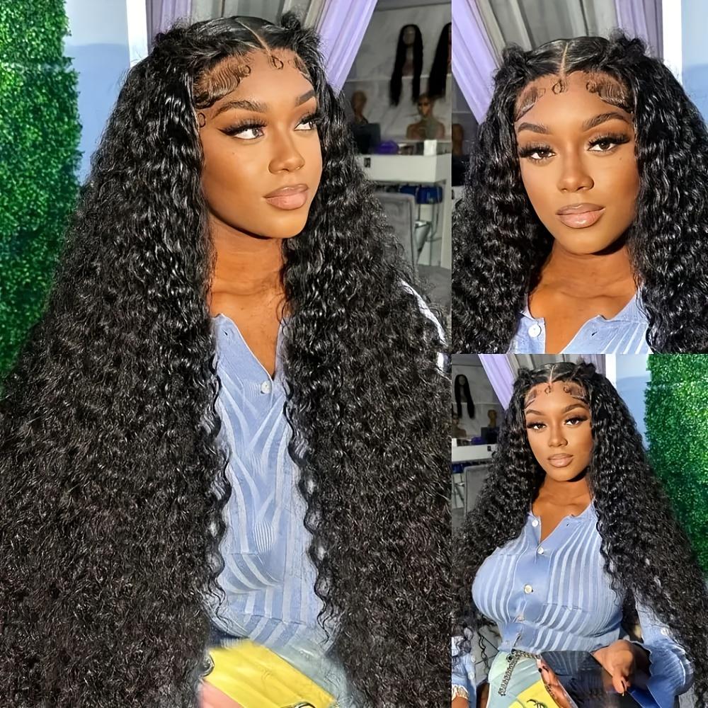 Bling Hair Brazilian 12-36 Inches Deep Wave 13x4/13x6 Transparent Front Human Hair Wigs 13x4 Curly Water Wave Lace Frontal Wigs For Woman