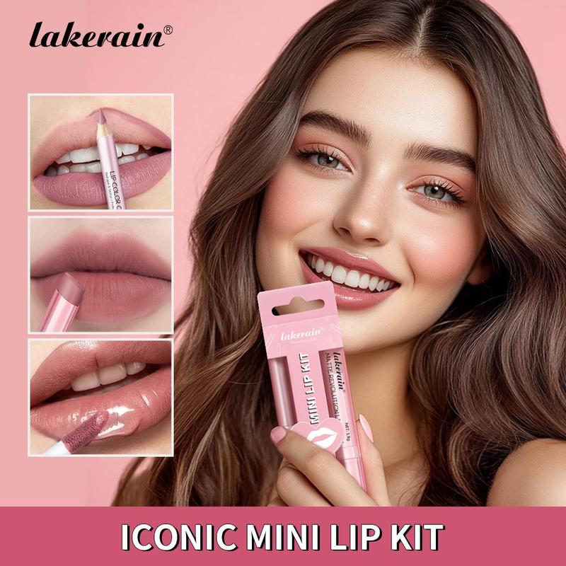 Iconic Mini Lip Kit, 3 Counts/Set, Waterproof and Smudge-Proof Lipstick Set, High-Pigment Lip Liner, Matte Lip Pencil, Lip Liner+Matte Lipstick+ Lip Gloss, All-in-One Longwear Lip Makeup, for Outdoor and Travel, Lip Cosmetics, Lip Makeup Iconic Mini Lip Kit, 3 Counts/Set, Waterproof and Smudge-Proof Lipstick Set, High-Pigment Lip Liner, Matte Lip Pencil, Lip Liner+Matte Lipstick+ Lip Gloss, All-in-One Longwear Lip Makeup, for Outdoor and Travel, Lip Cosmetics, Lip Makeup
