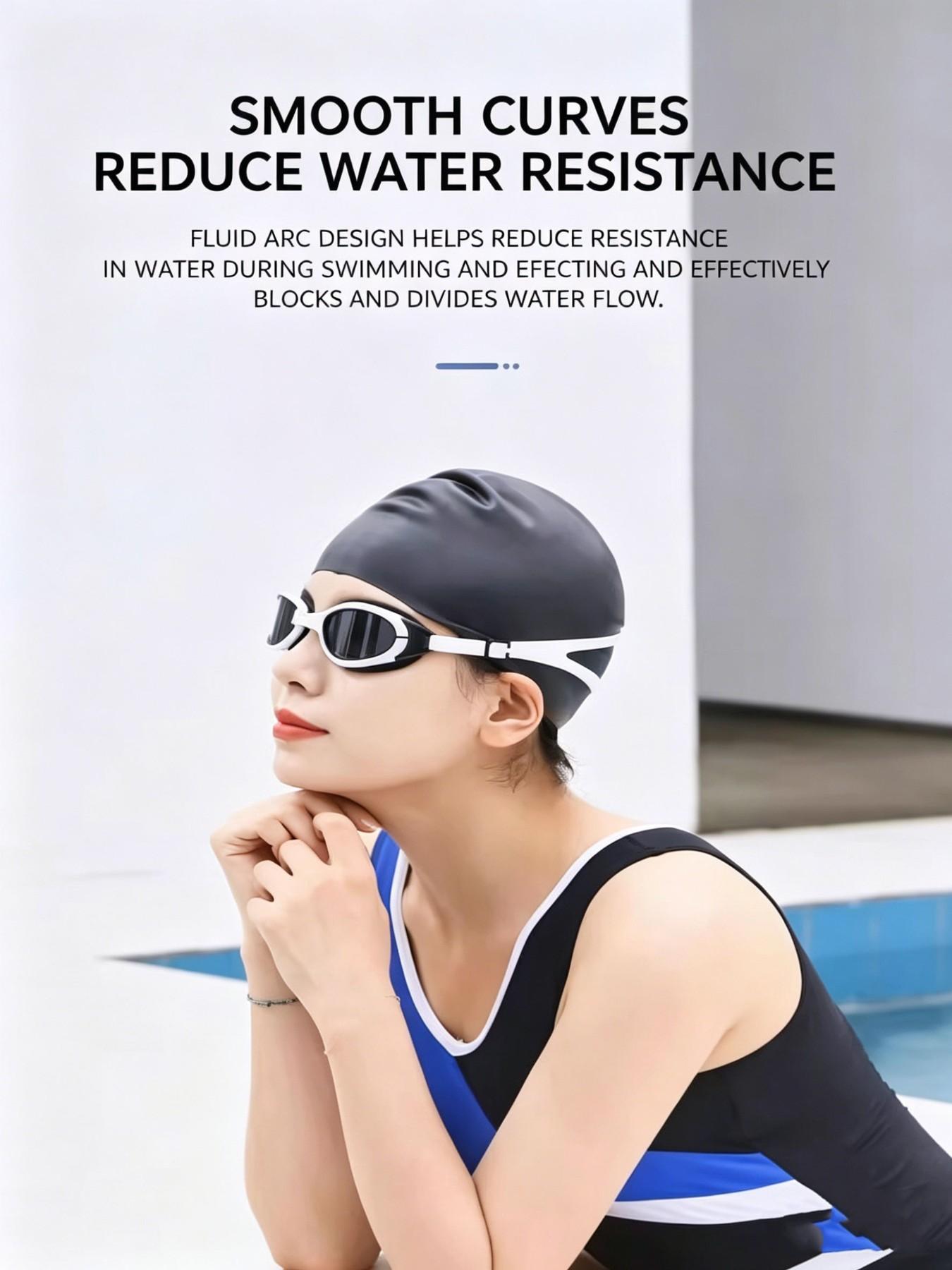 Women's Waterproof Swim Cap, Comfortable Silicone Ear Protection, Large Size for Long Hair, Adult Swimming Hat for Men and Women