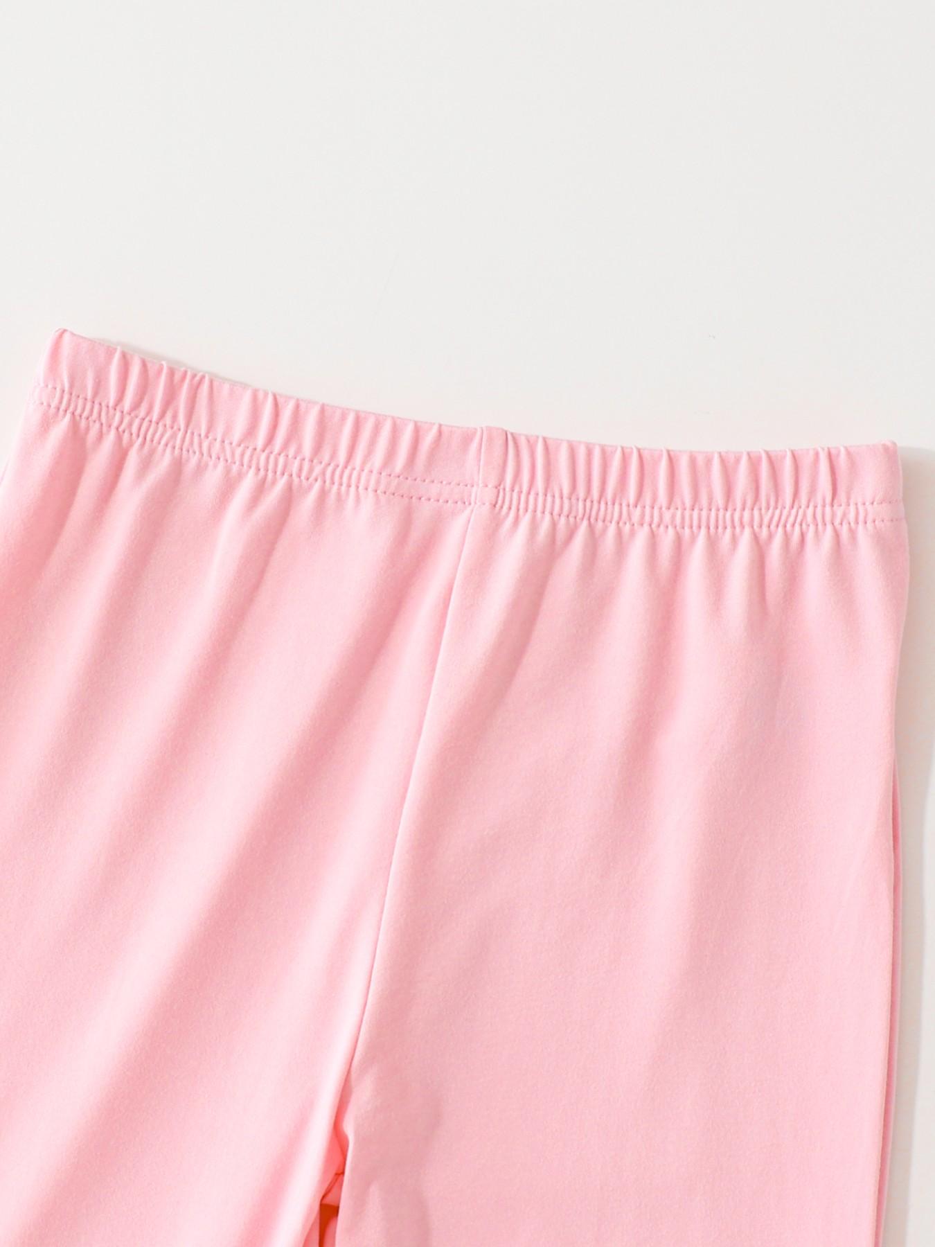4-Pack Girls' Plain Comfortable Stretchy Casual Bell Bottom Pants, Elastic Outdoor Sports Leisure Bell Bottoms, Suitable for Ages 3+