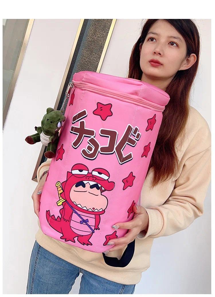 Crayon Shin-Chan Same Style Cute Backpack Crocodile Biscuit Backpack Top Zipper Badminton Racket Bag Portable Large Capacity Bag