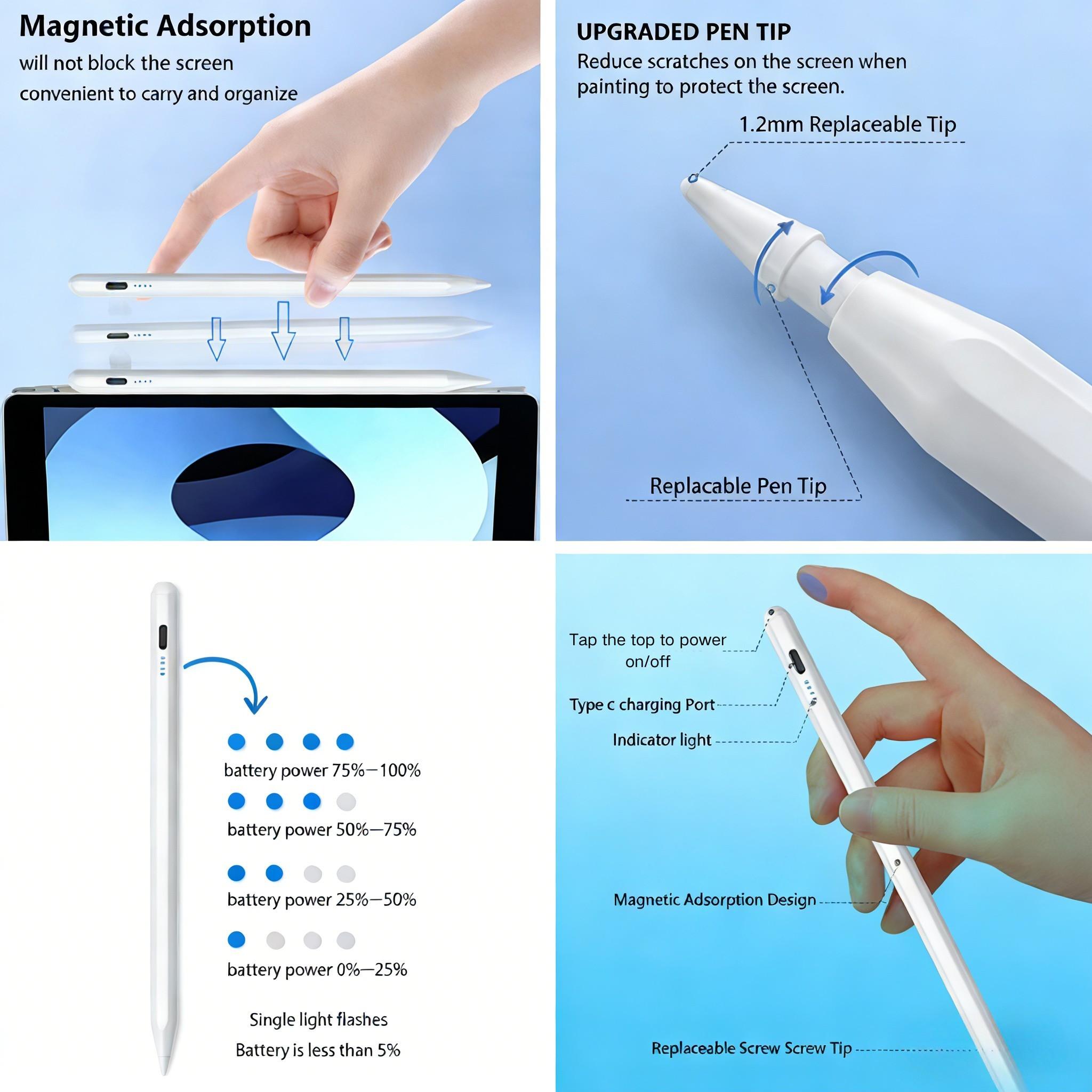 Universal Touch Pen Compatible with iOS Android Tablets Phones, Multi-Colored Tips, Capacitive Stylus Touch Pen for Drawing Writing